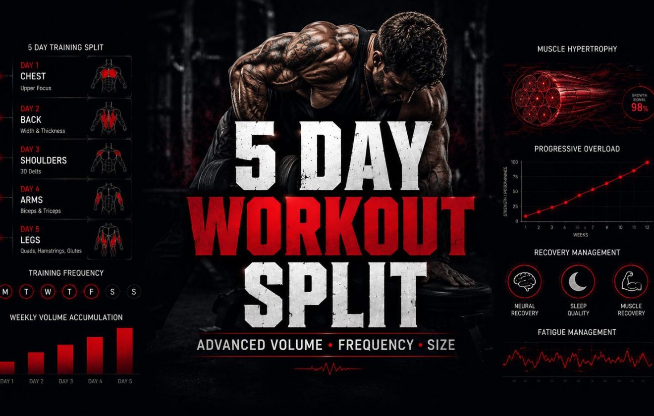 5 day workout split with advanced training volume and frequency