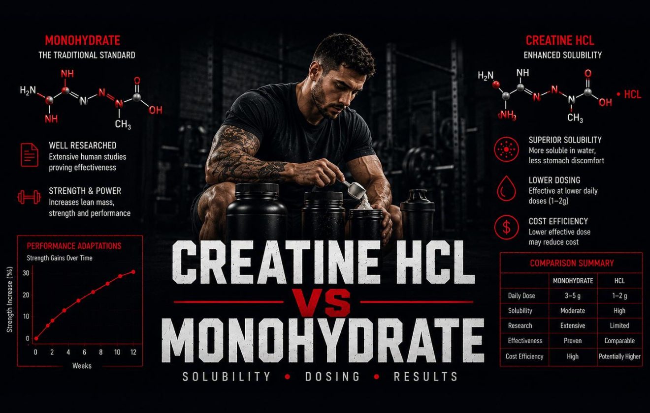 Creatine HCL vs monohydrate guide about dosing solubility and research