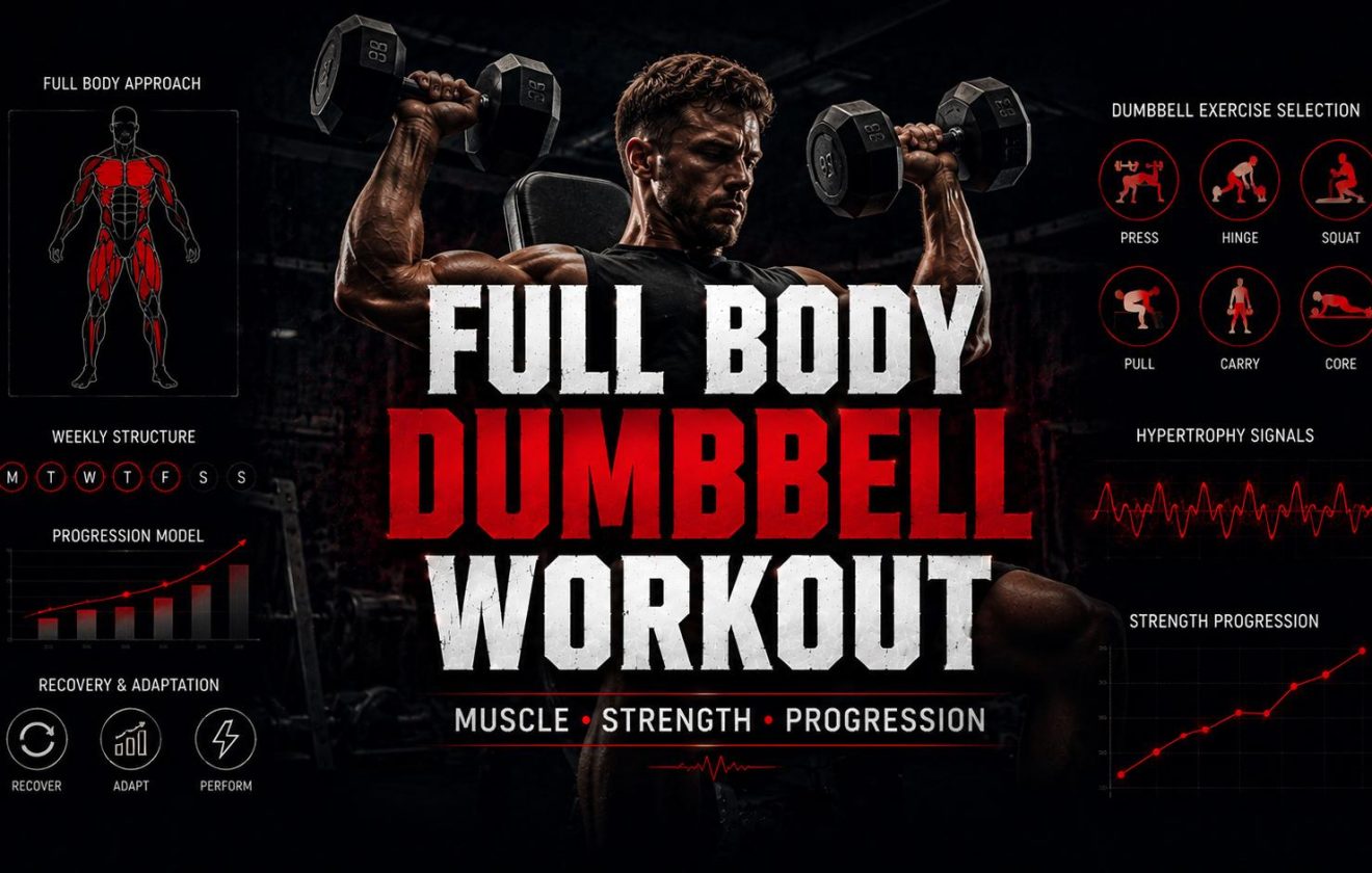 Full body dumbbell workout with muscle strength and progression