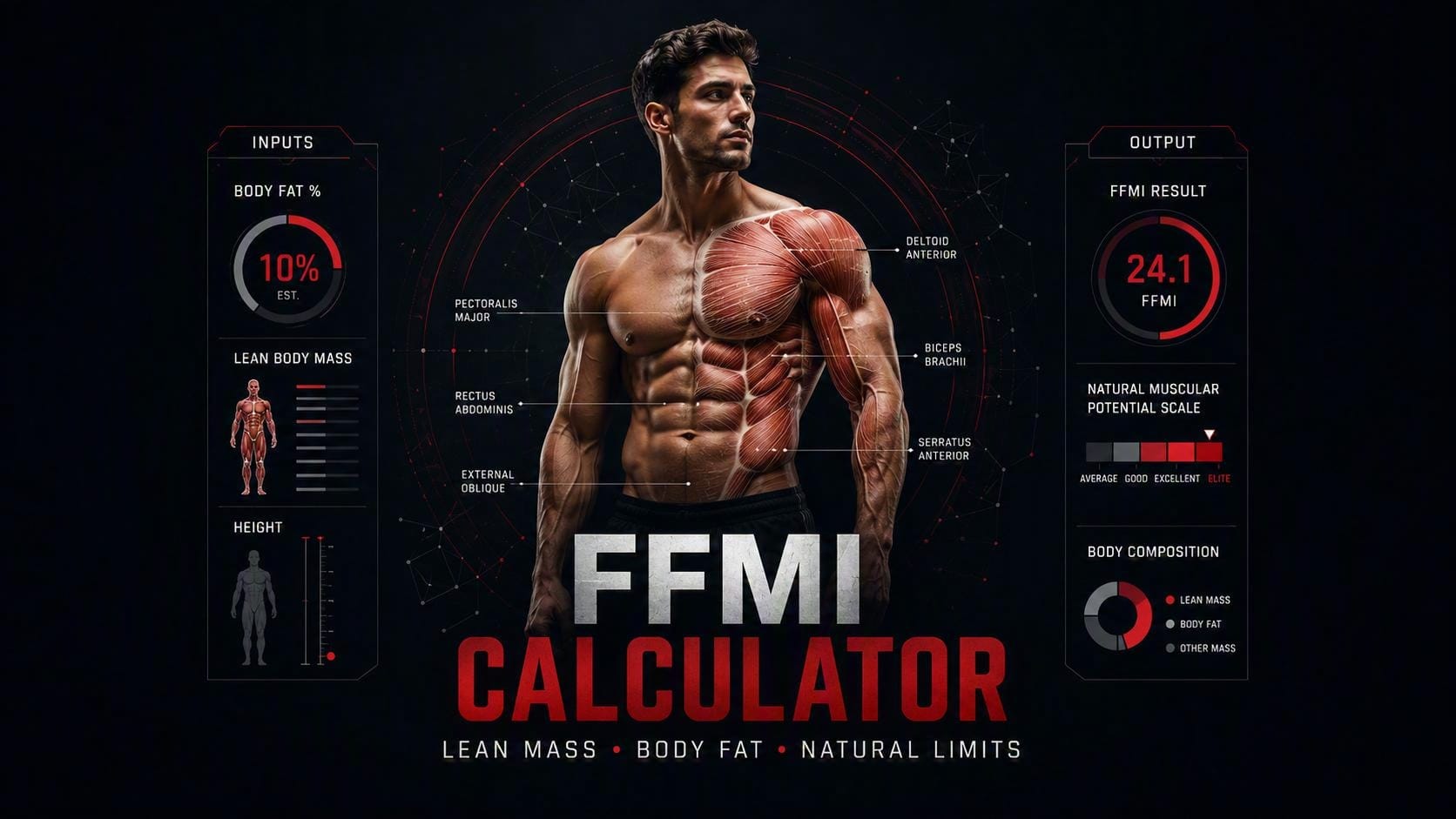 FFMI calculator for estimating fat-free mass index using weight height and body fat percentage