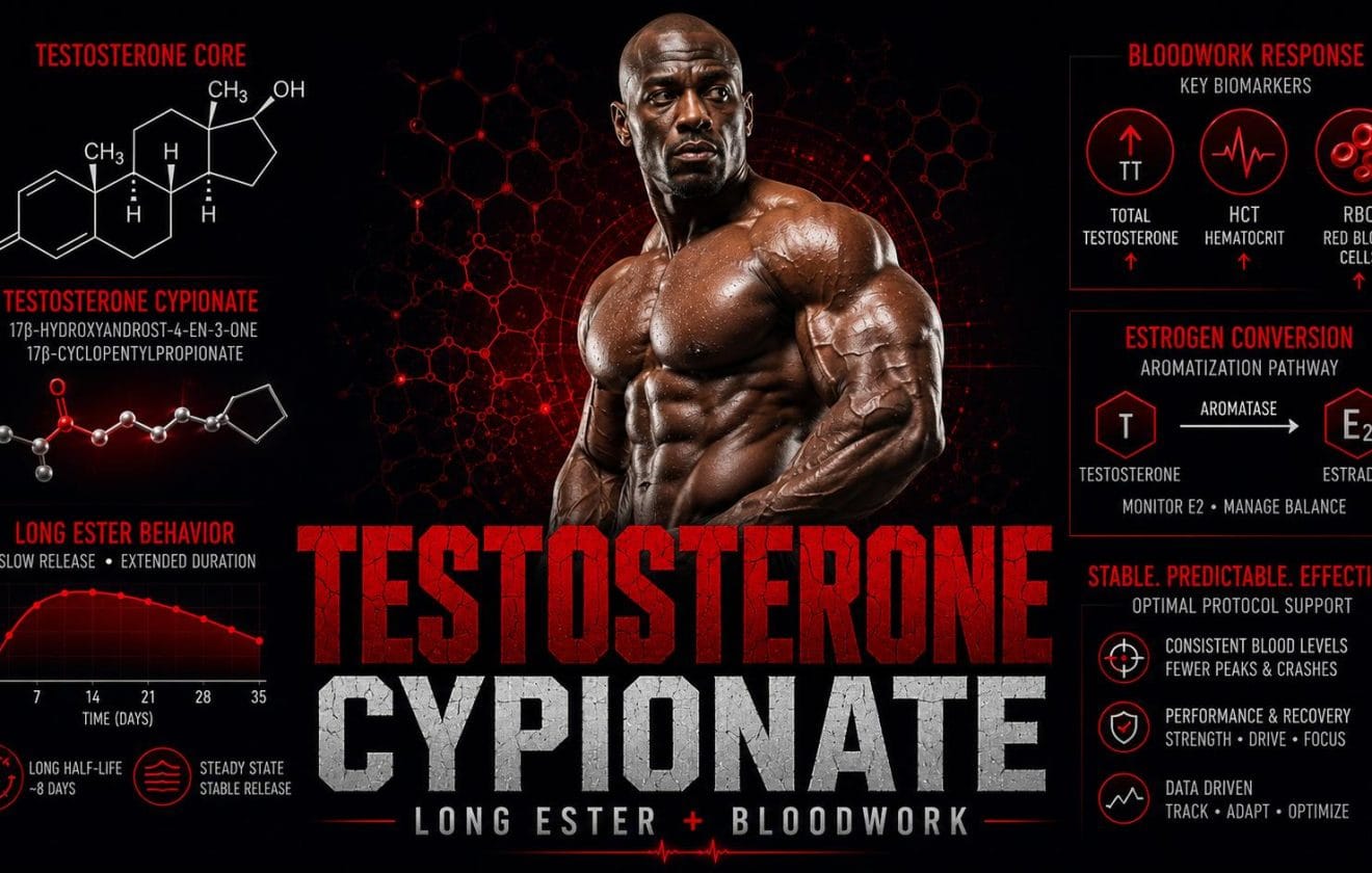 Testosterone cypionate preview image about long ester and bloodwork