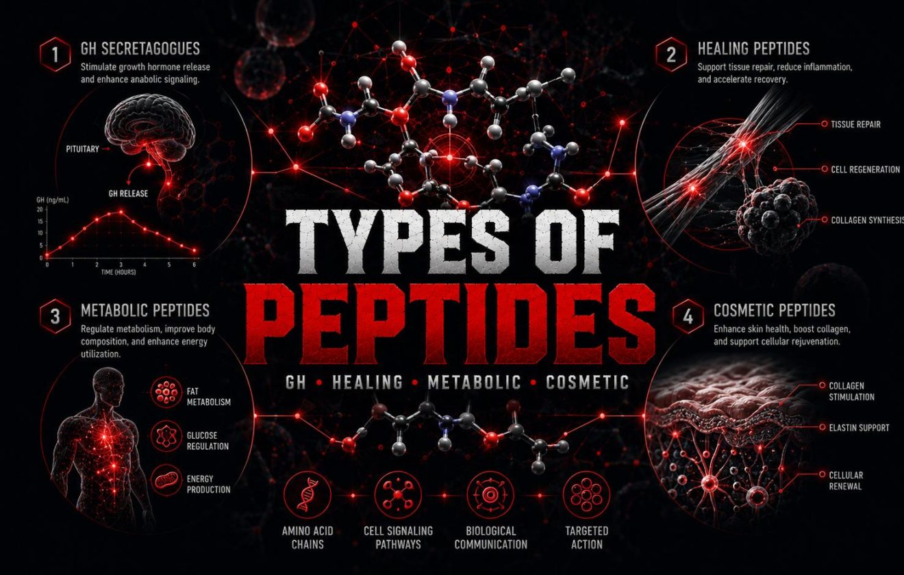 Types of peptides guide about GH secretagogues healing metabolic and cosmetic peptides