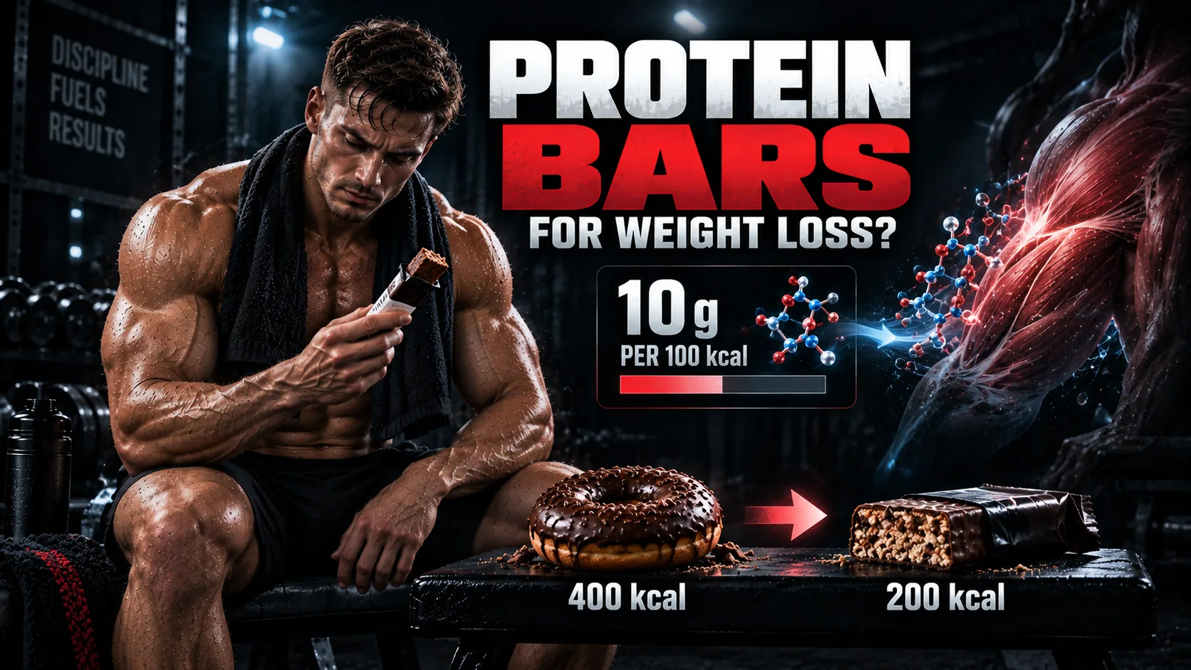 Protein bar for weight loss with muscular athlete, protein per 100 calories and lower-calorie snack swap